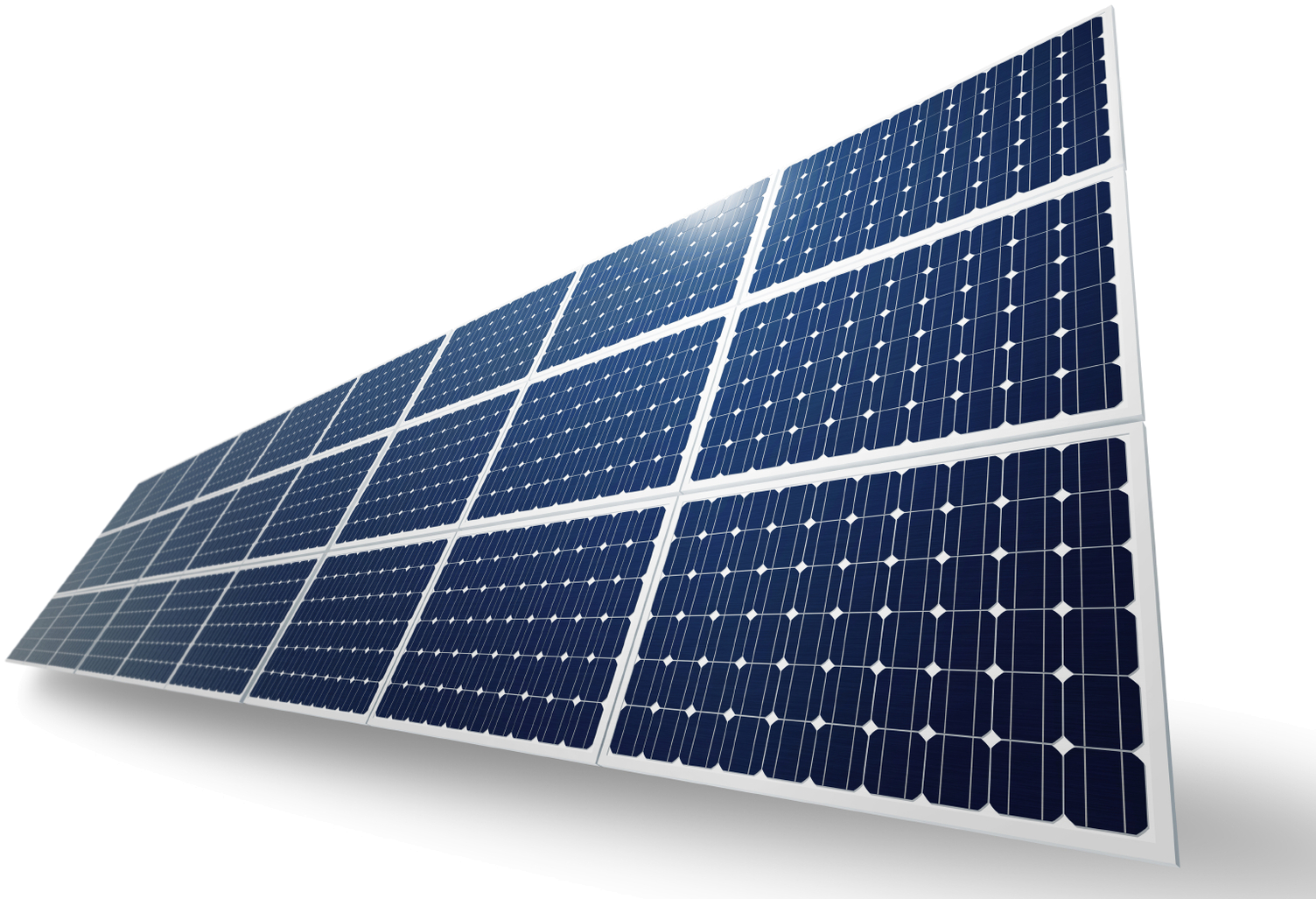 Close View Of Large Blue Solar Panel Array With Repeating Cells PNG Photo