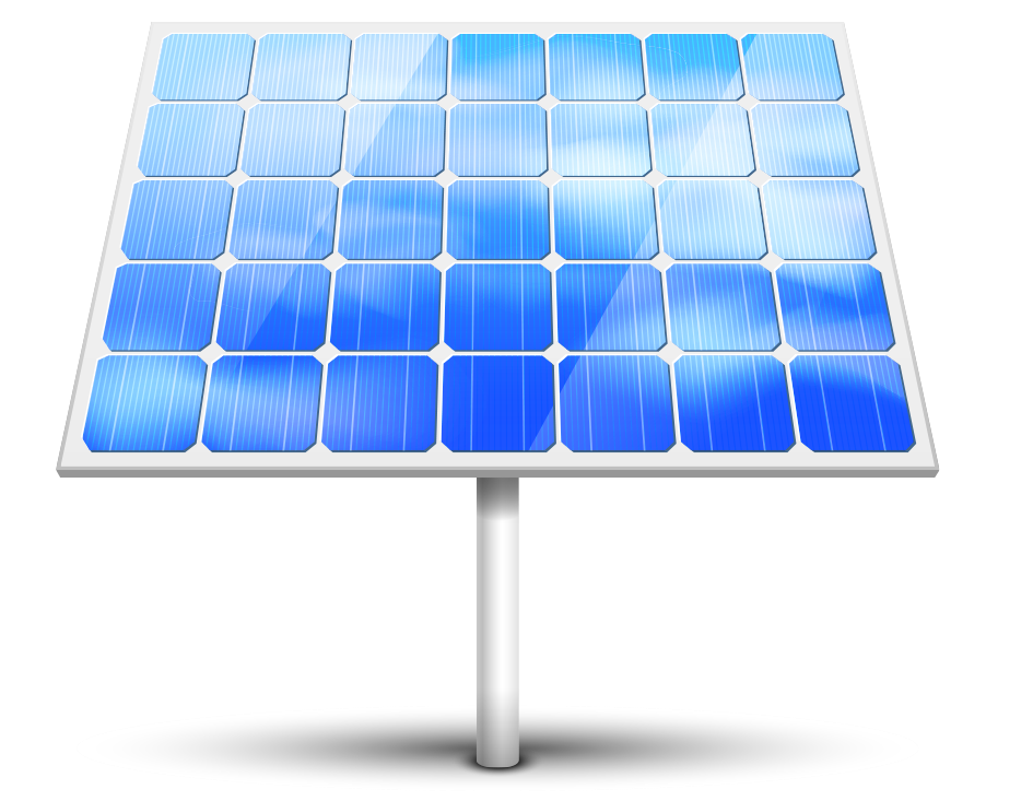 Large Blue Solar Panel Mounted On Tall Central Pole PNG Product Image