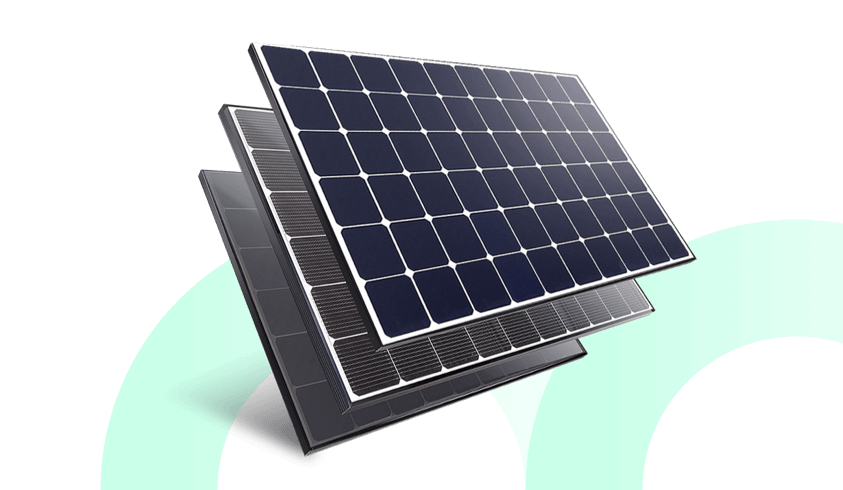 Tilted Solar Panels With Soft Green Circular Energy Background PNG Graphic