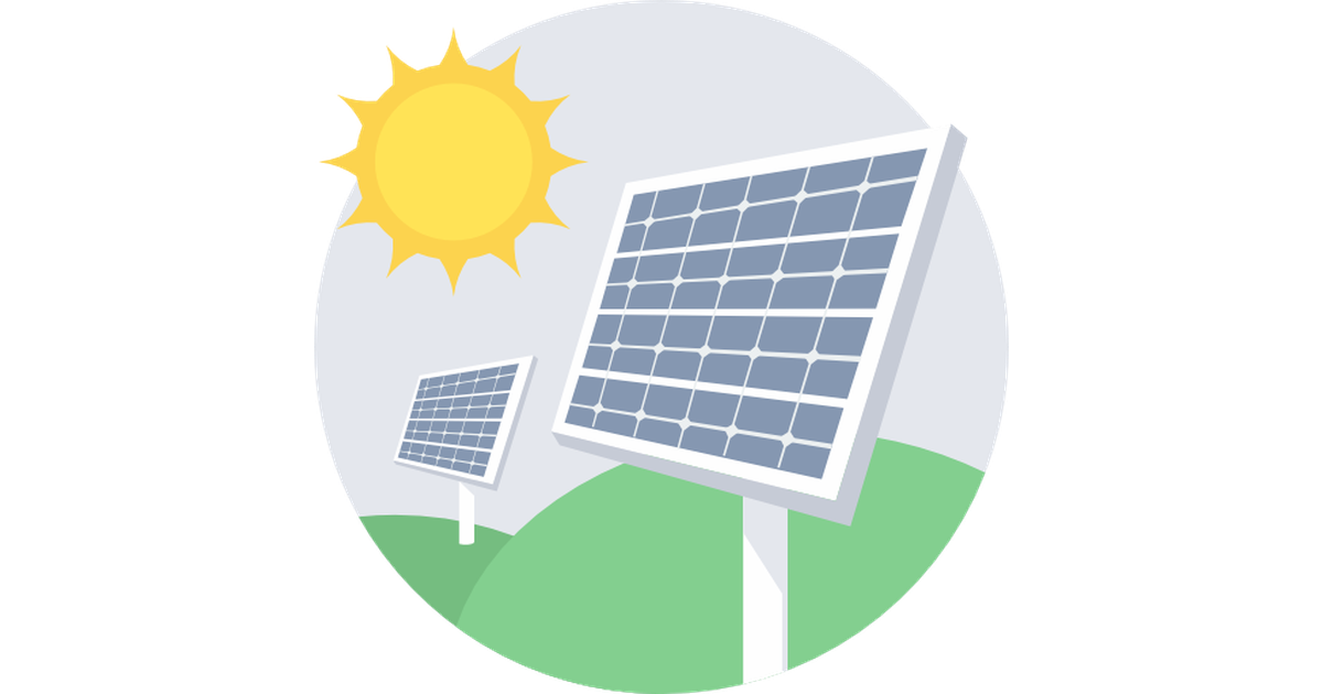Solar Panel And Bright Sun Inside Circular Green Badge PNG Icon