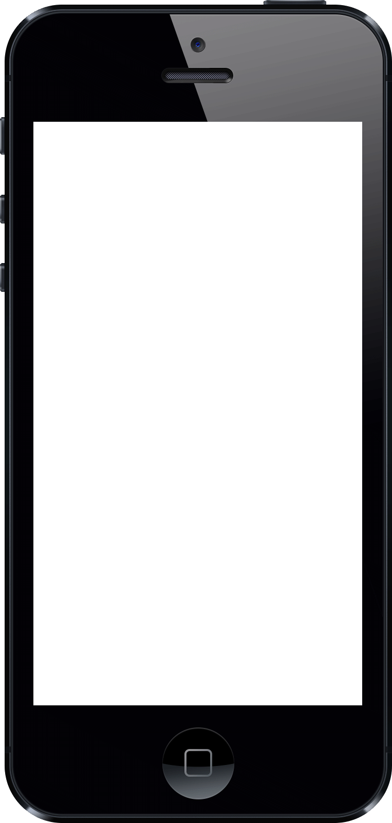 Black Smartphone Frame With Large White Empty Screen Transparent PNG Mockup