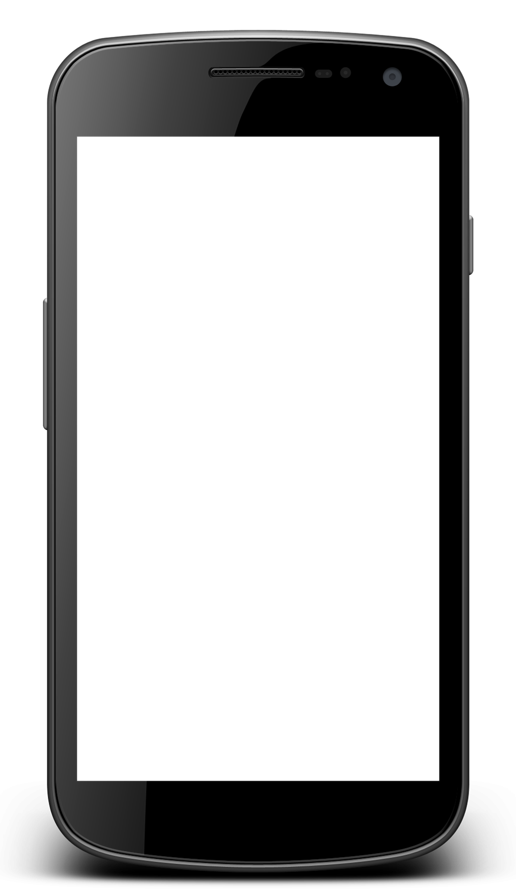 Black Smartphone Front View With Blank Screen And Rounded Corners PNG Image