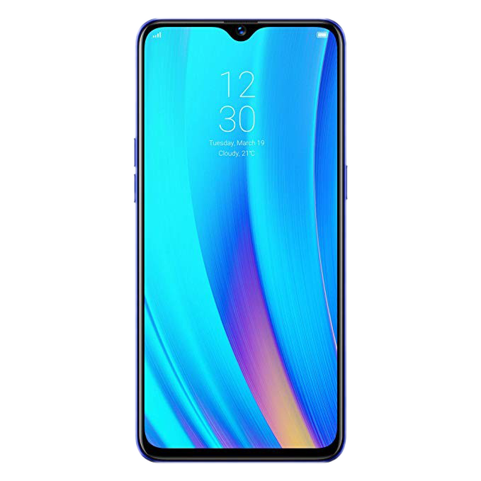 Bright Blue Gradient Android Smartphone Front View PNG Product Image