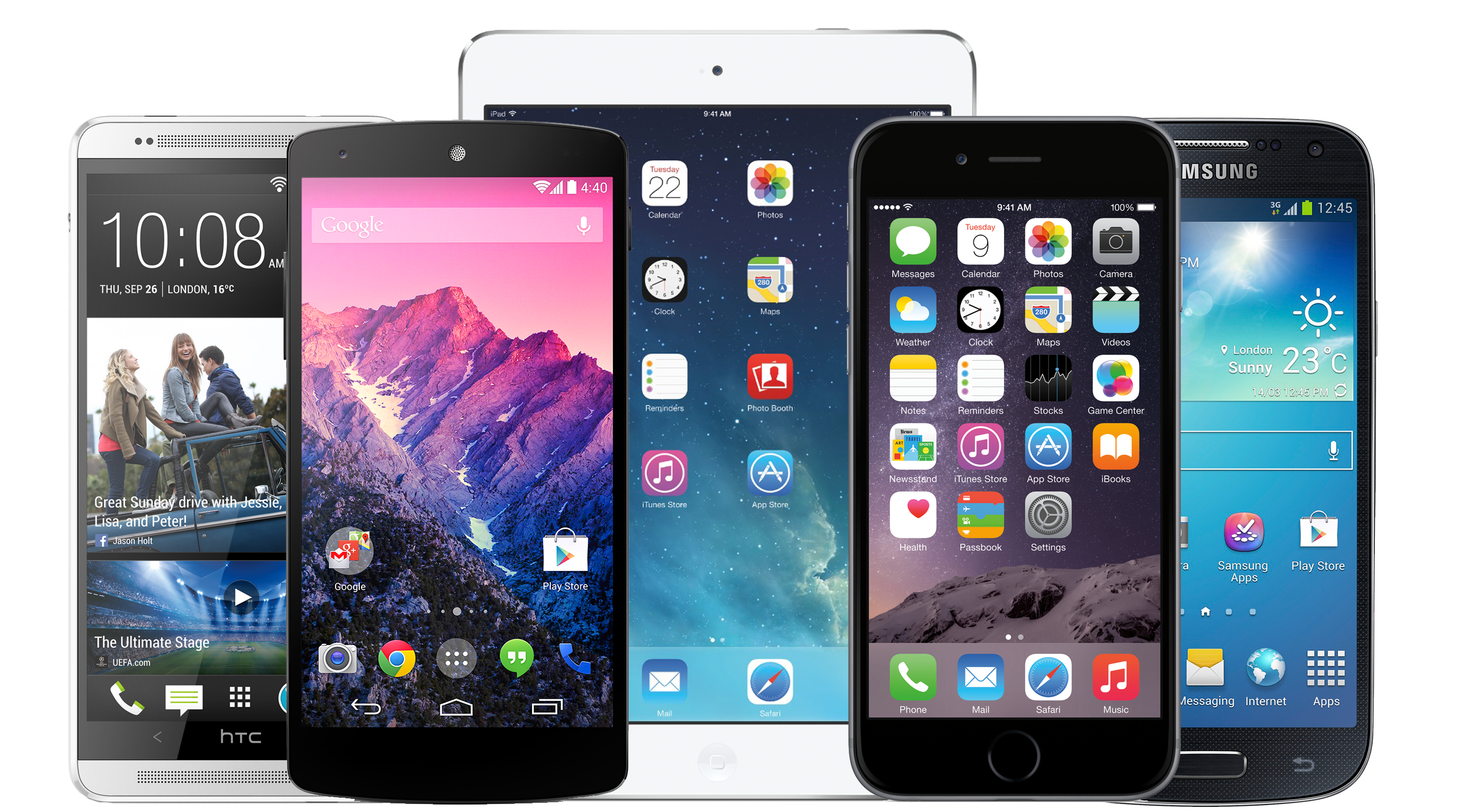 Collection Of Modern Smartphones In Different Colors And Screen Designs PNG Image