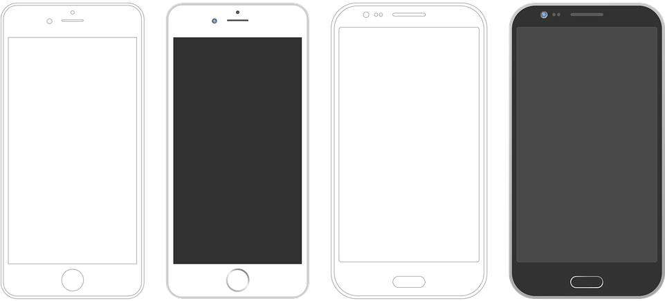 Four Smartphone Front And Rear Screen Mockup Variations PNG Collection