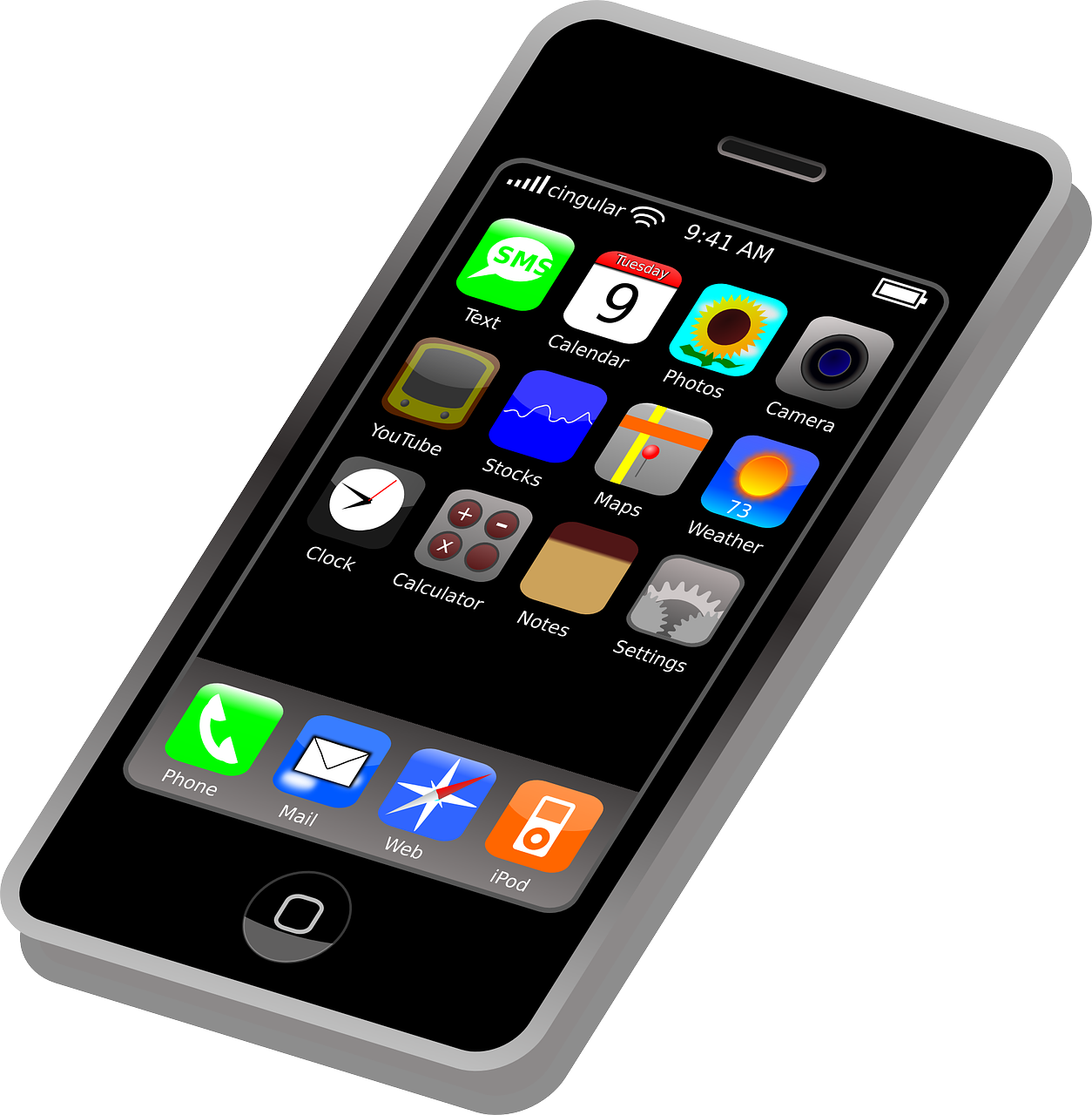 Hand Holding Black Smartphone With Colorful App Icons PNG Photo