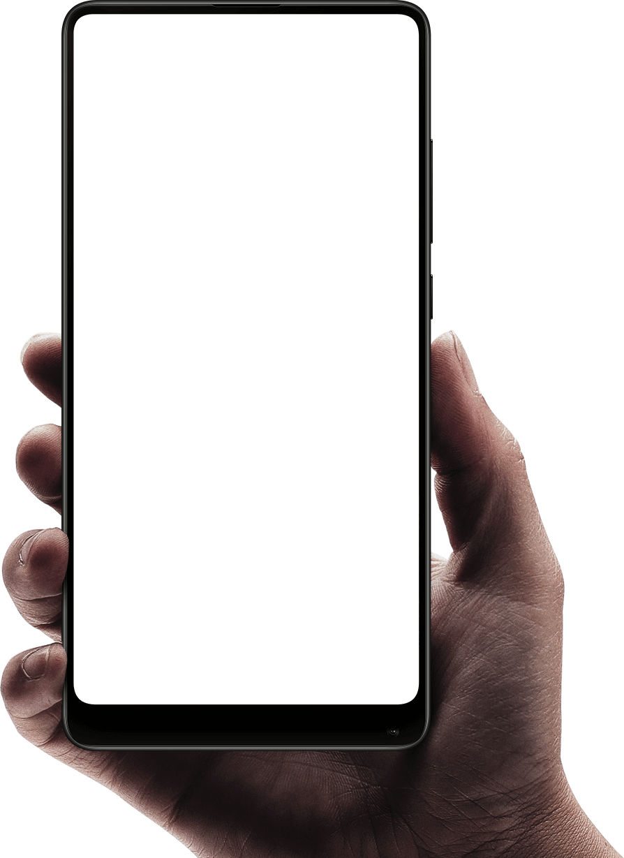 Hand Holding Blank Screen Phone Mockup On White Background PNG Photo