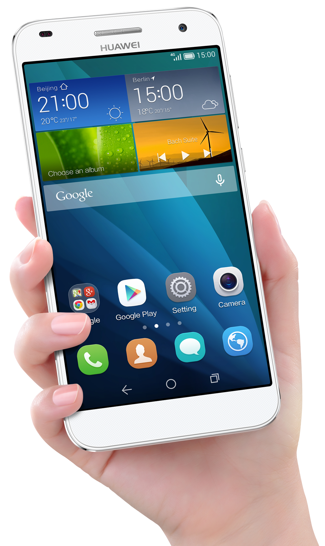 Hand Holding White Android Smartphone With App Icons PNG Photo