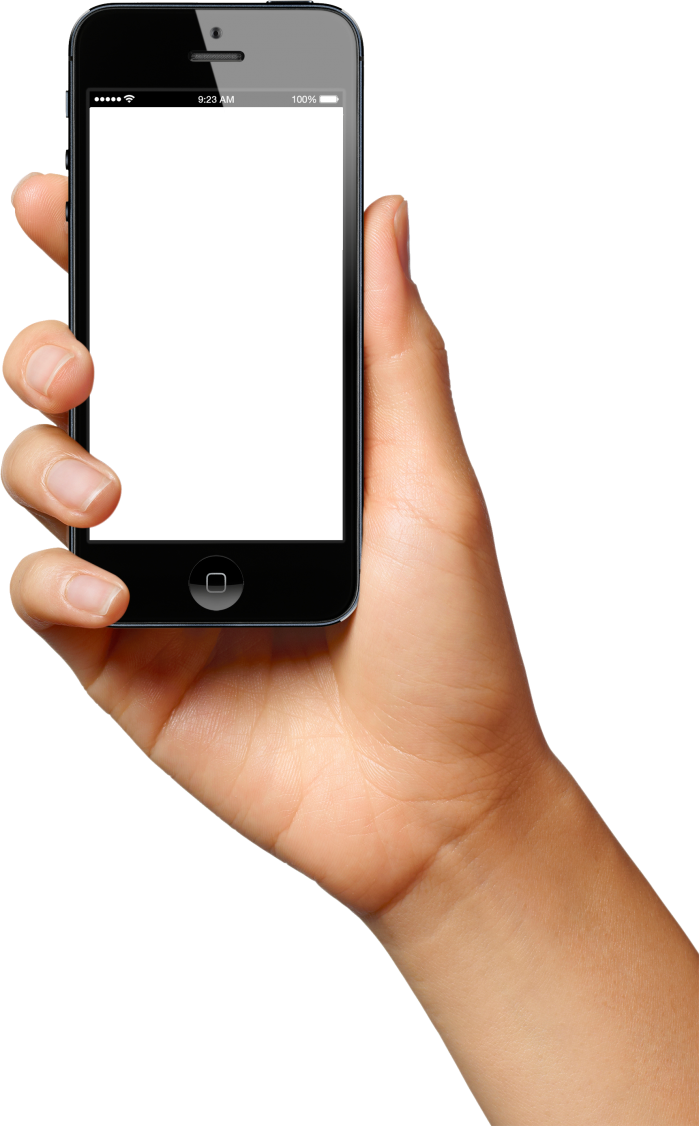 Hand Holding White Phone With Empty Screen And Black Border PNG Photo