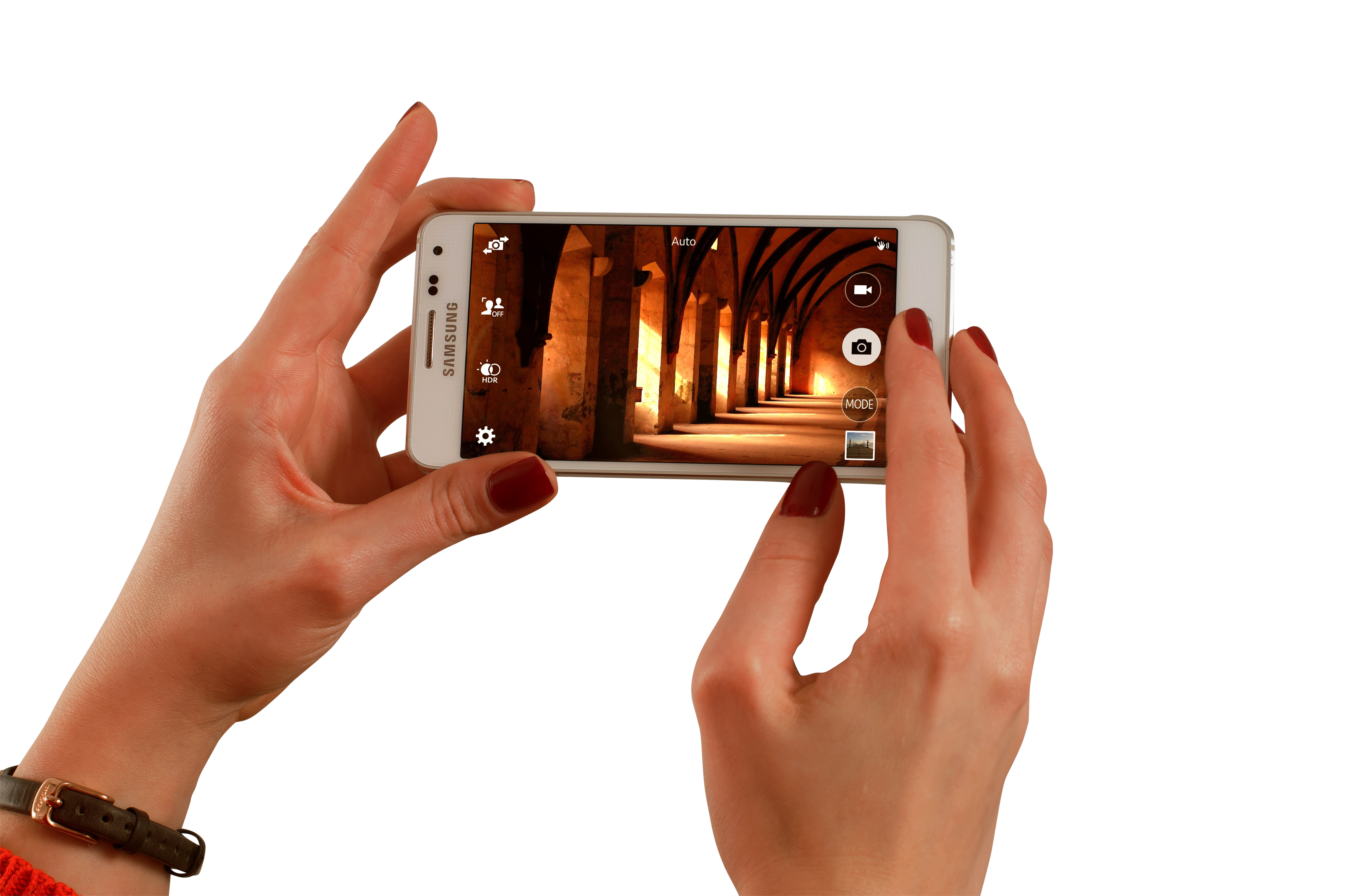 Hands Recording Video With Smartphone In Landscape Orientation PNG Photo