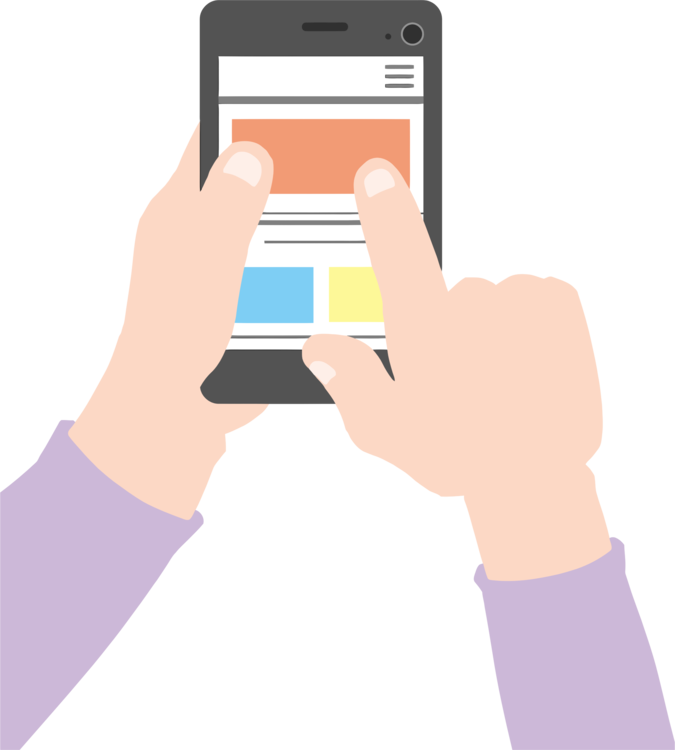 Illustrated Hands Using Mobile Phone Touchscreen Interface PNG Cartoon