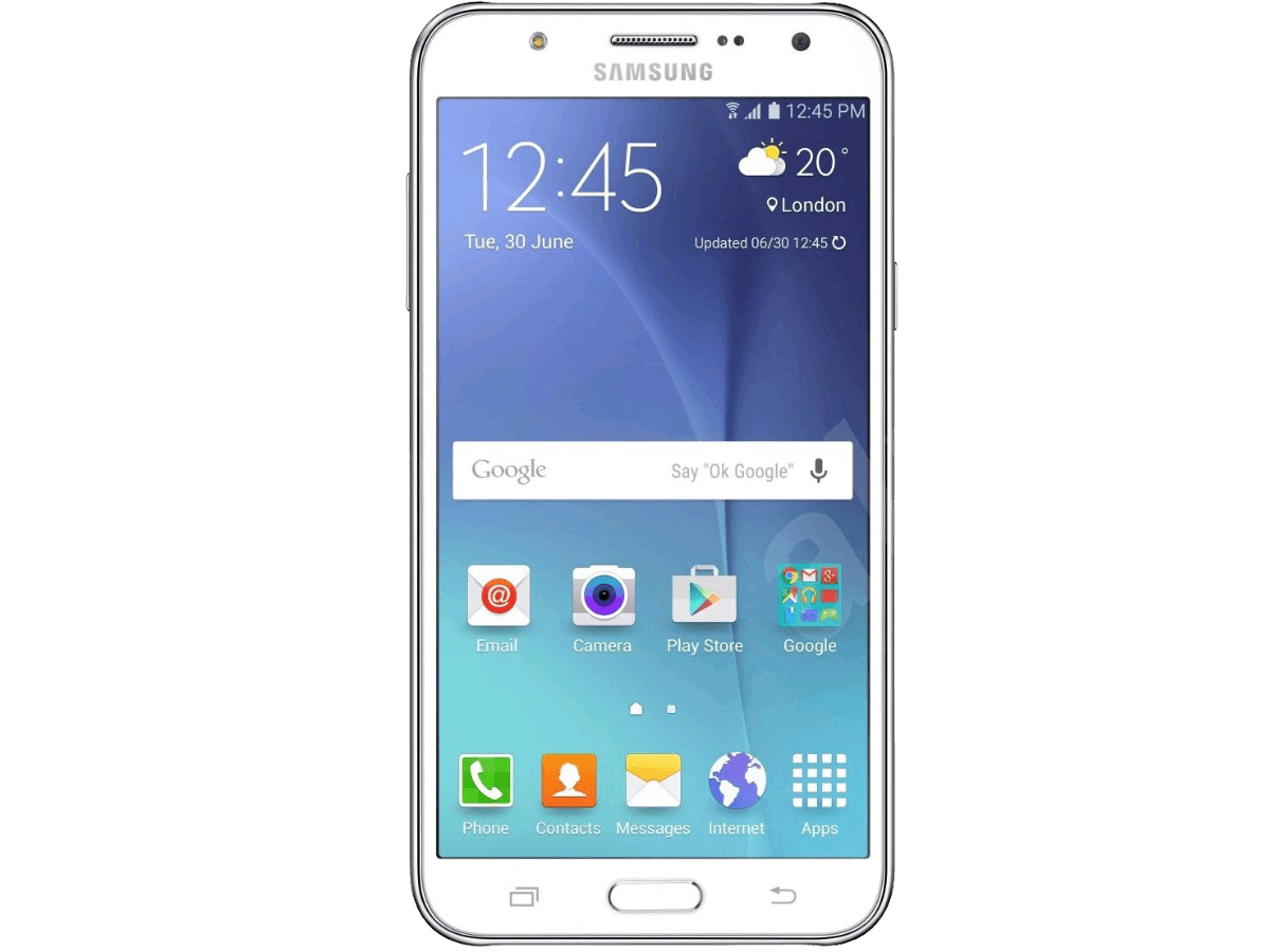 White Android Smartphone With Blue App Home Screen PNG Device Photo