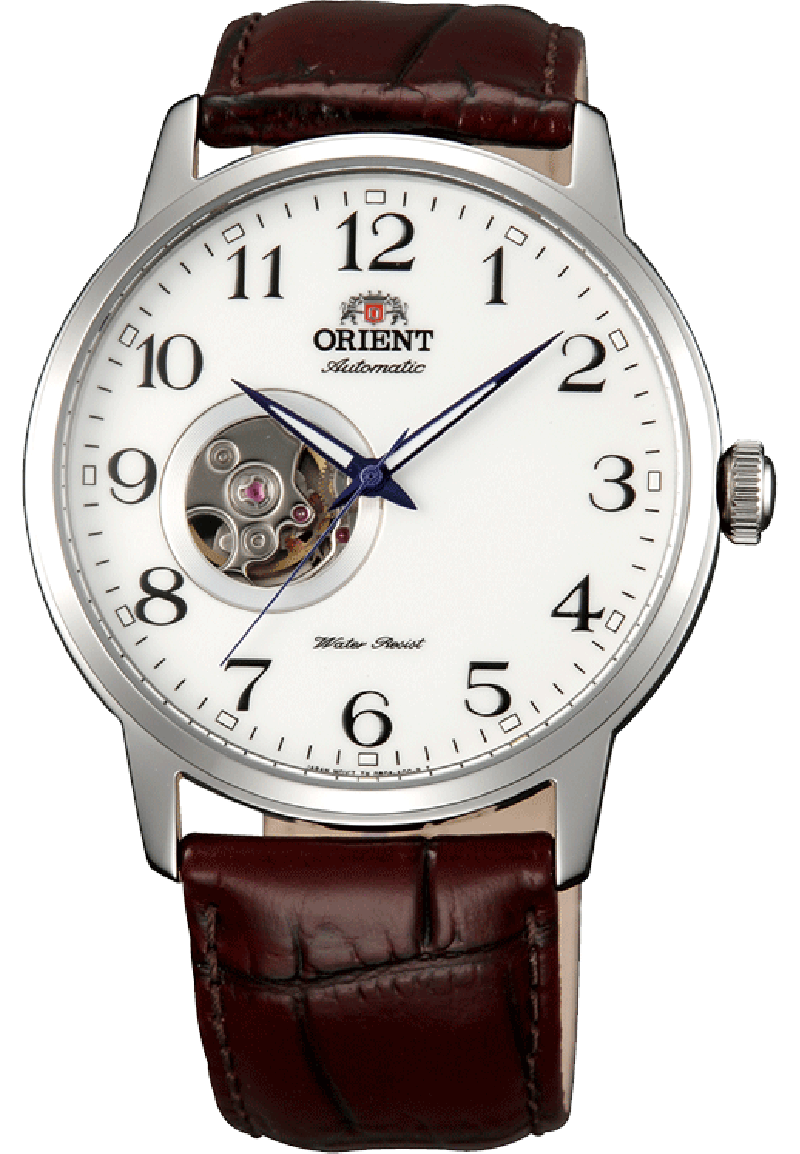 Classic White Dial Watch With Brown Leather Strap And Roman Numerals PNG