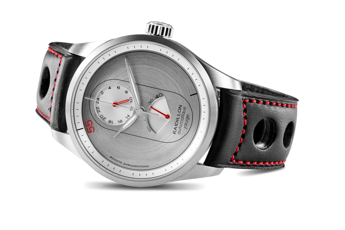Futuristic Silver Sports Chronograph Watch With Wide Case PNG Product Photo
