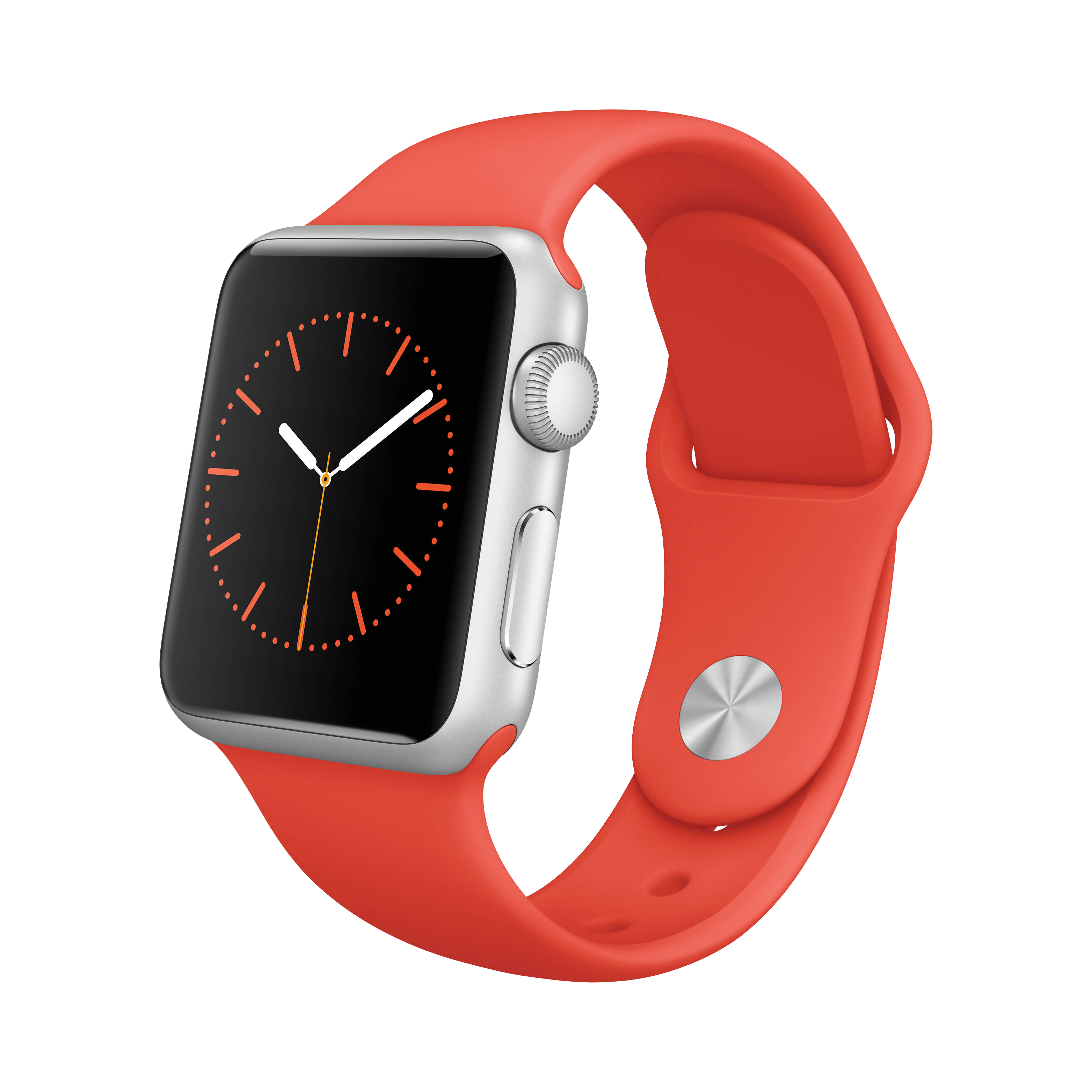 Modern Smartwatch With Bright Red Sport Band And Black Screen PNG Product Image