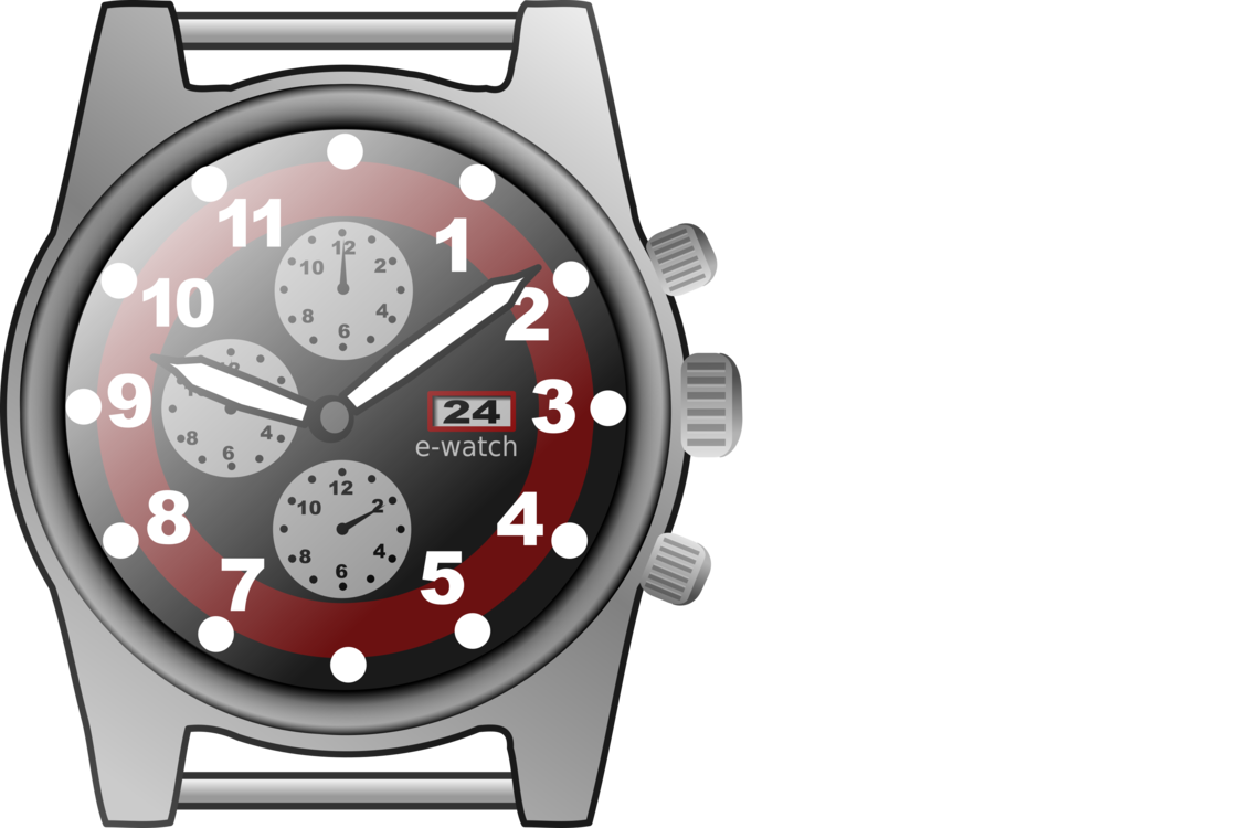 Oversized Gray Sports Watch With Red Dial Cartoon Illustration PNG