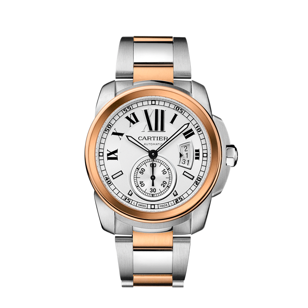 Rose Gold And Silver Analog Watch With White Dial And Steel Bracelet PNG