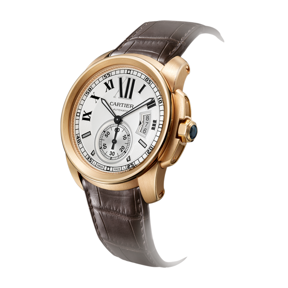 Rose Gold Womens Watch With Cream Dial And Brown Leather Band PNG Image