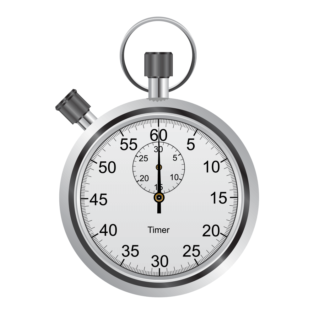 Silver Analog Stopwatch With Split Timer Dial Isolated PNG Image