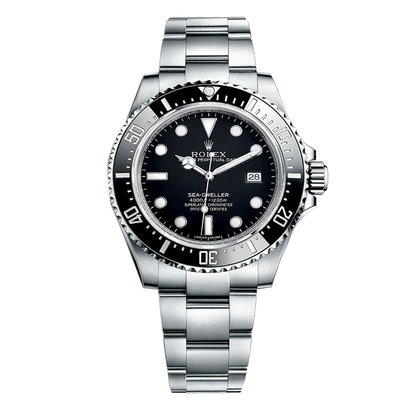 Silver Stainless Steel Chronograph Watch With Black Dial PNG Product Photo
