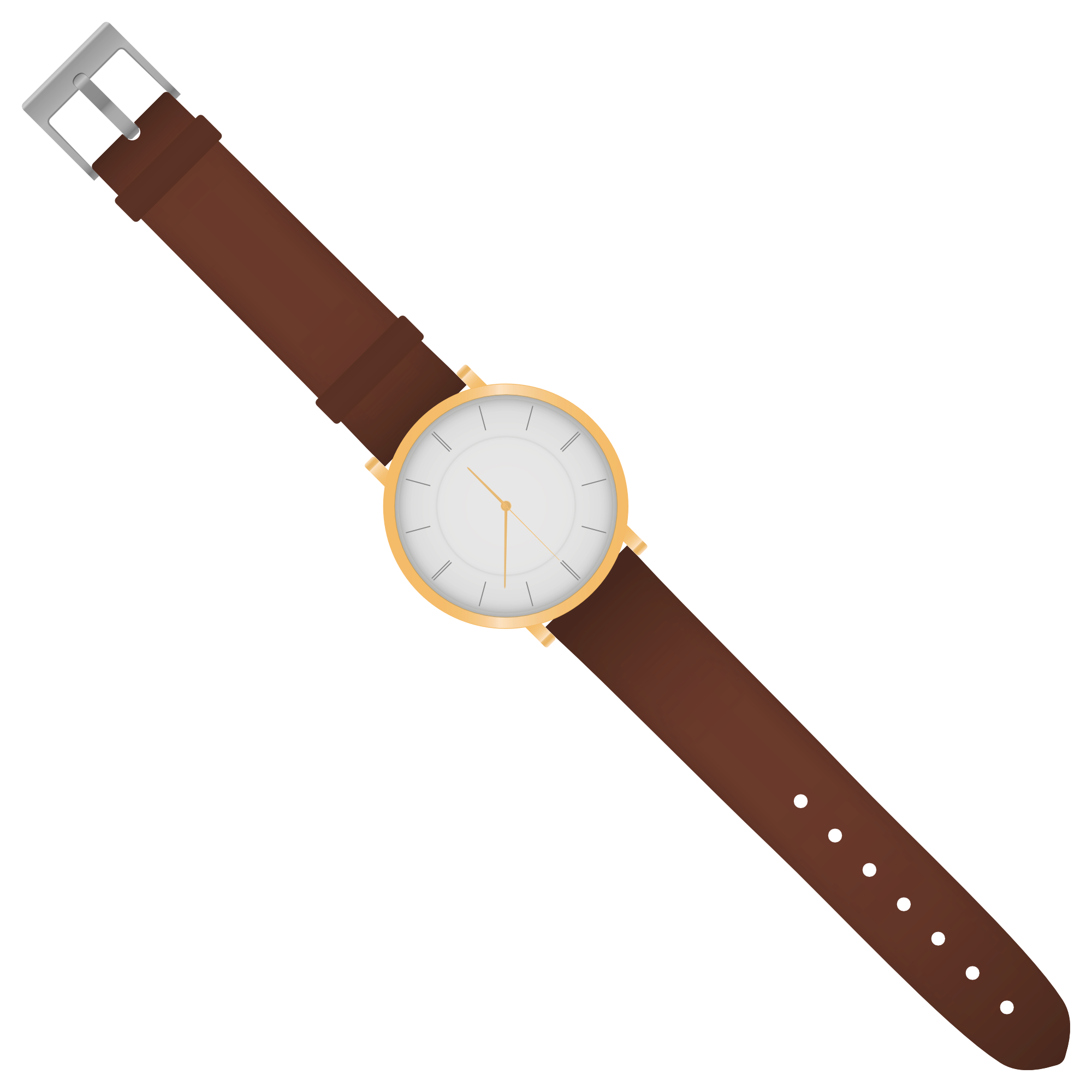 Slim White Dial Watch With Long Brown Leather Strap PNG Product Image