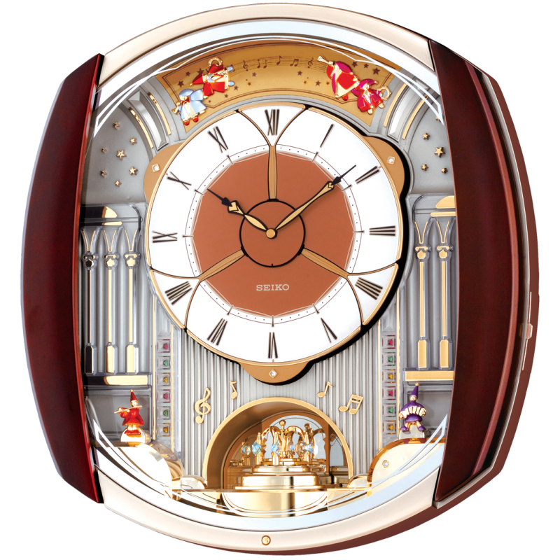 Transparent Case Mechanical Skeleton Watch With Orange Dial PNG Image