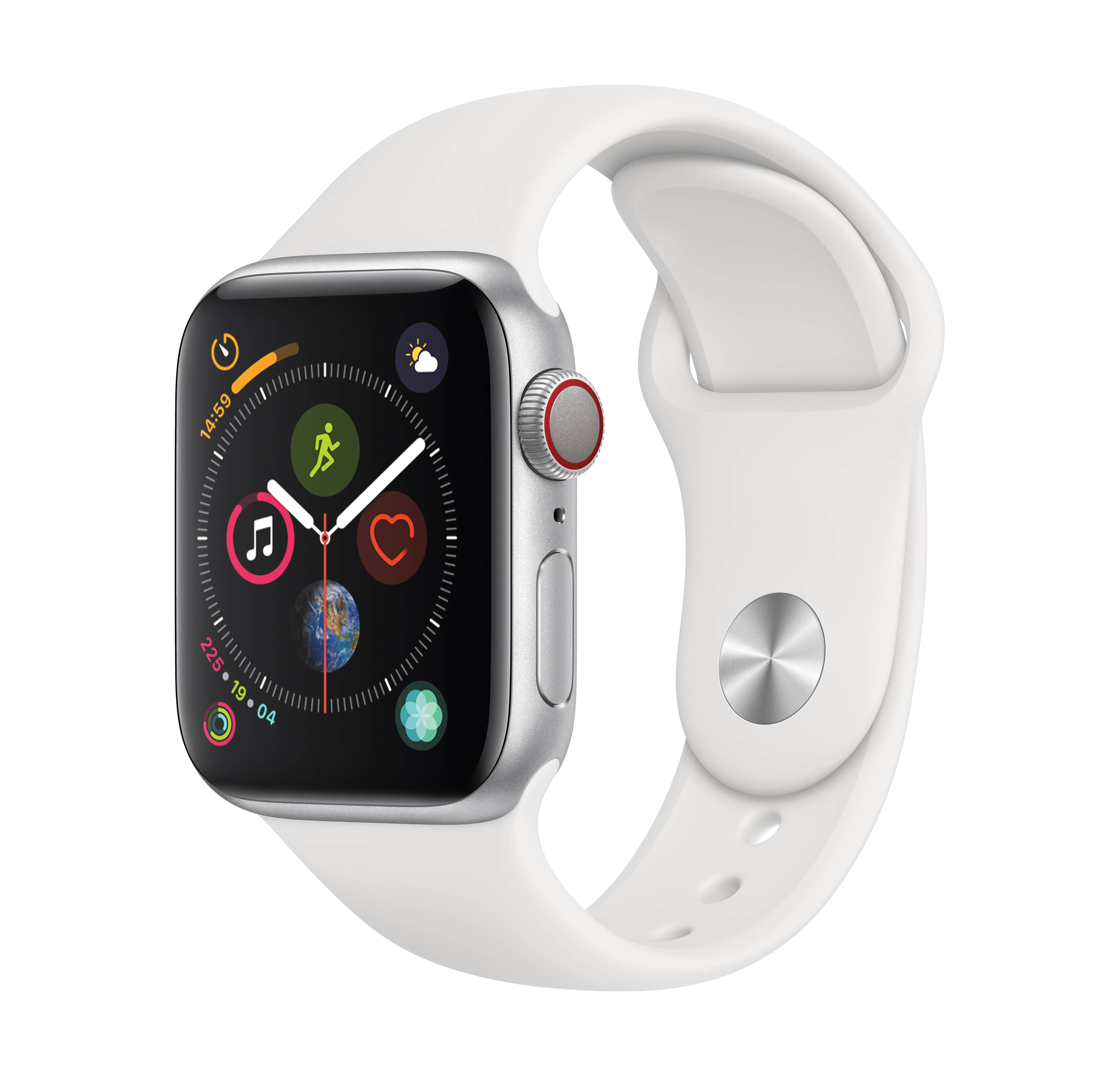 White Smartwatch With Colorful Activity Rings And Sport Band PNG Image
