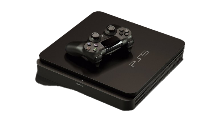 Black PlayStation Four Slim Console With DualShock Controller PNG Photo
