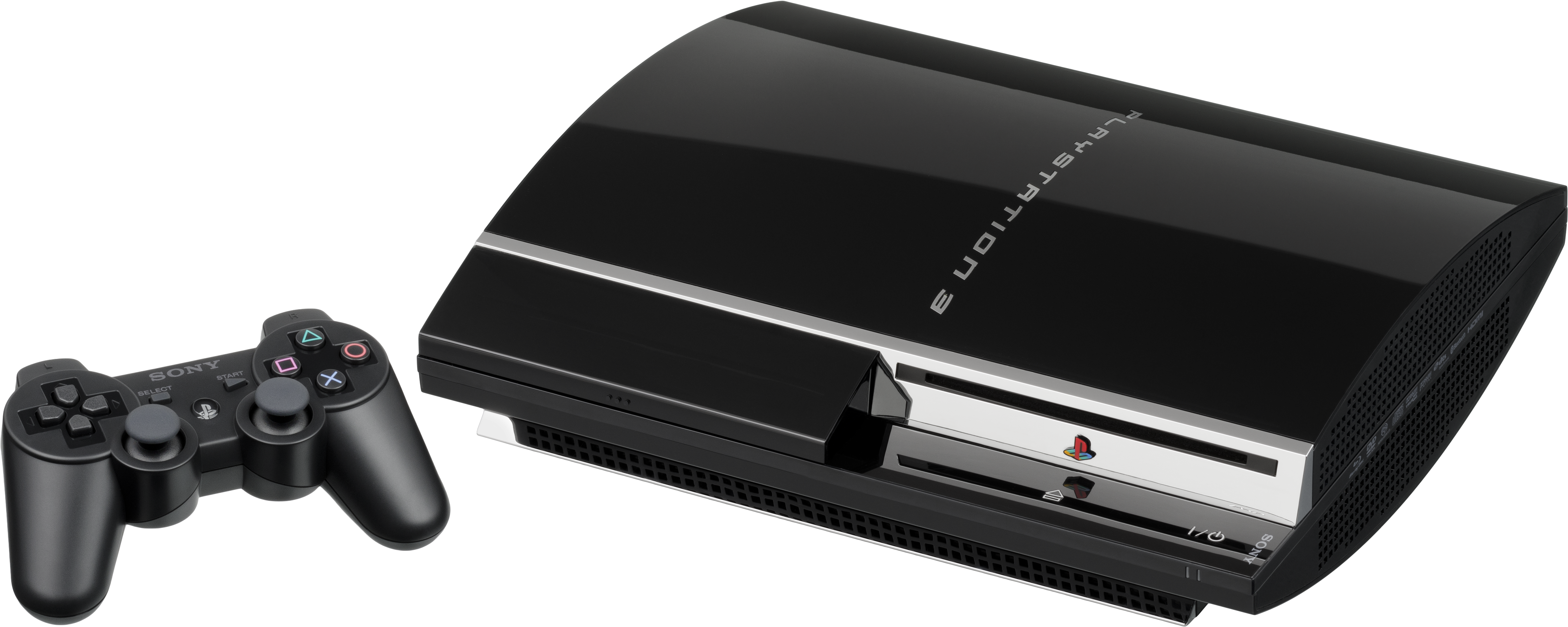 Original Black PlayStation Three Console With Controller PNG Product Image