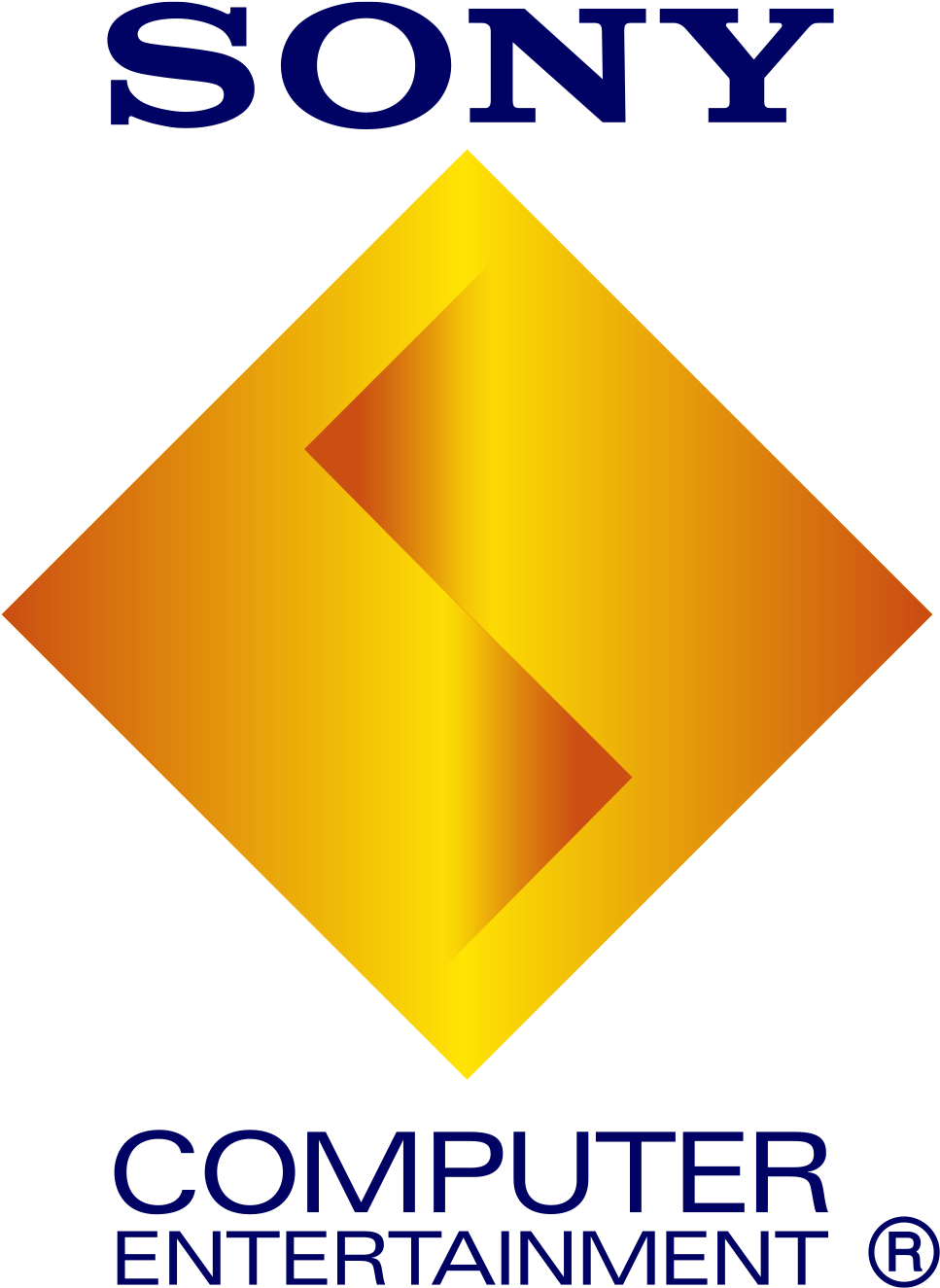 Sony Computer Entertainment Logo With Golden Diamond Mark PNG Illustration