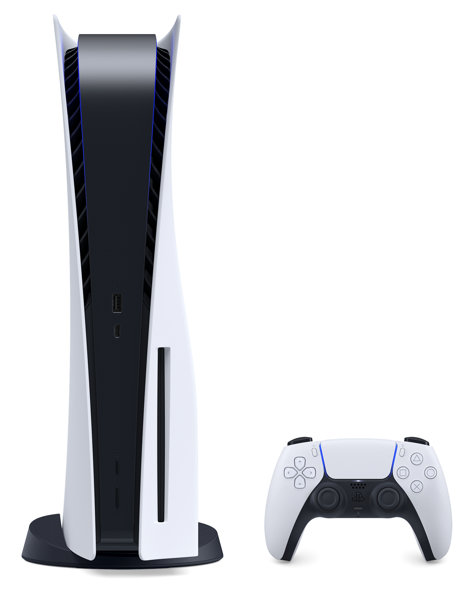 White PlayStation Five Console With DualSense Wireless Gamepad PNG Image
