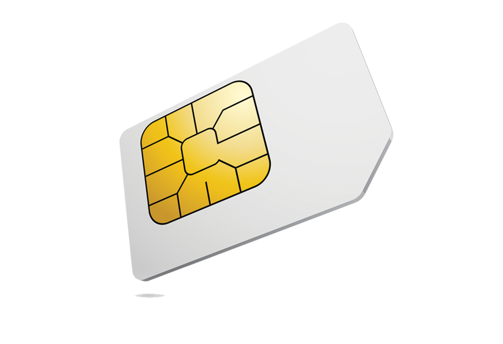 Angled White SIM Card With Gold Chip On Soft Gray Background PNG Image