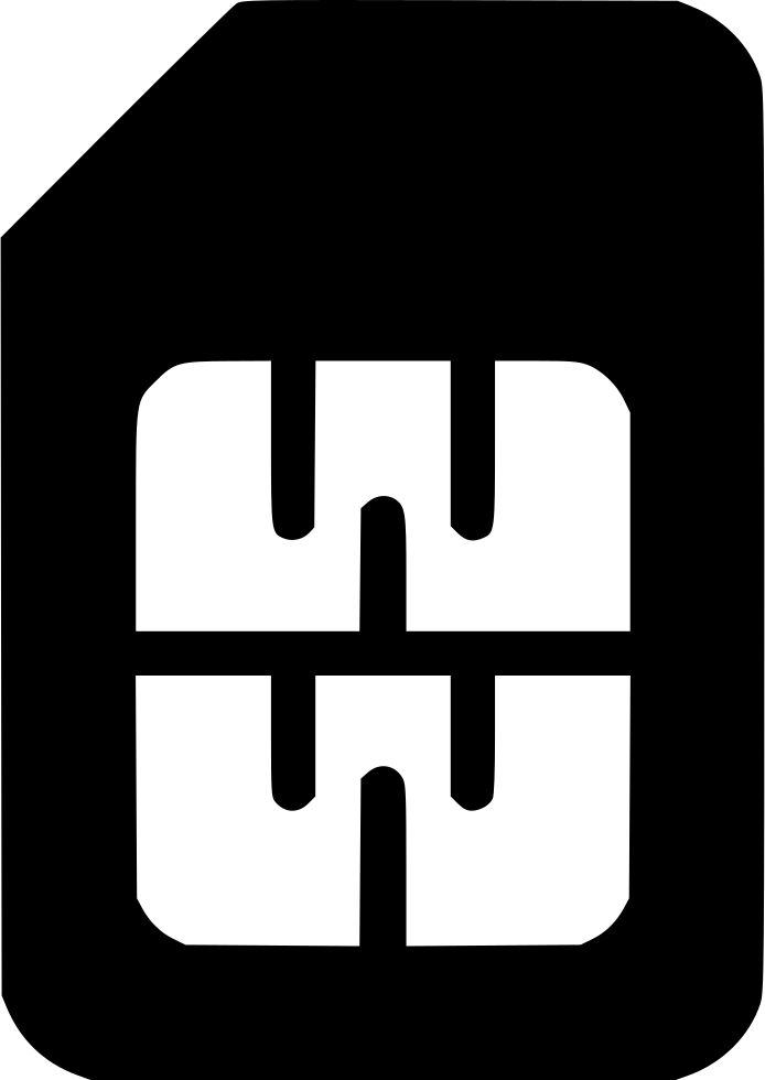 Black Dual SIM Card Chip Symbol With Two Contact Grids PNG Icon