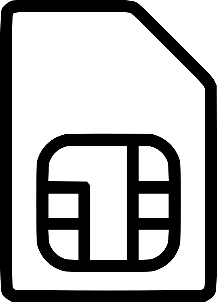 Black Outline SIM Card With Contact Chip Transparent PNG Icon