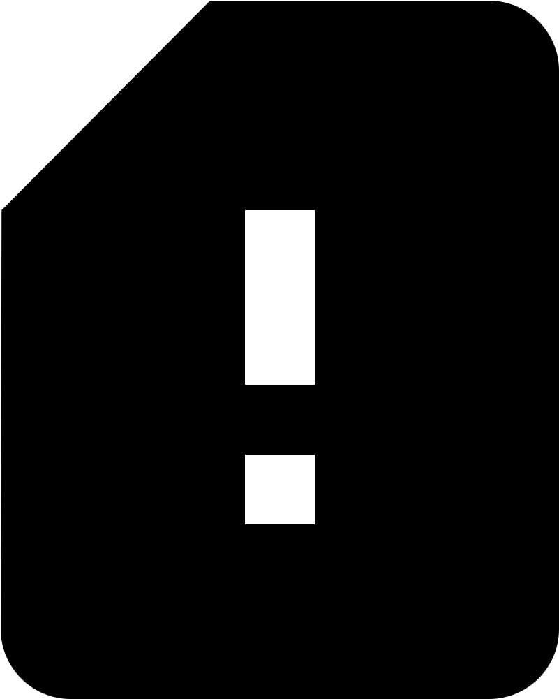 Black Warning Exclamation Symbol With Folded Corner Transparent PNG Icon