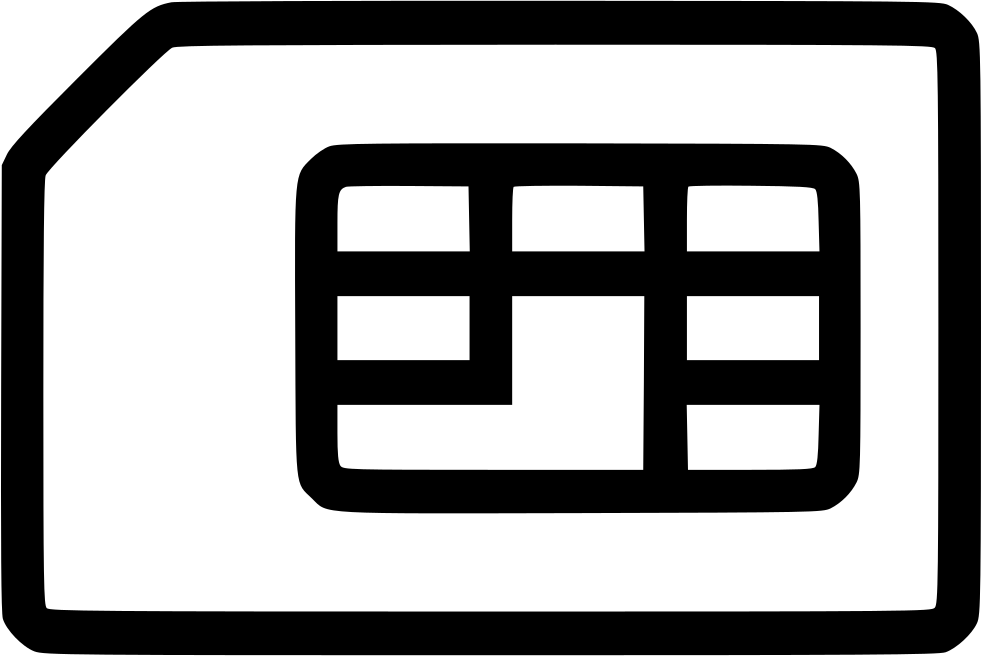 Horizontal SIM Card Chip Symbol In Black Outline PNG Graphic