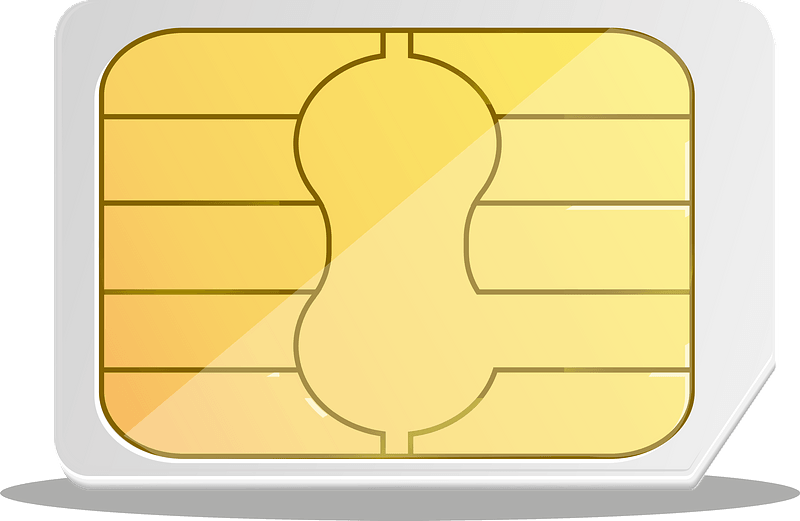 Large Gold SIM Card Chip Close Up On White Background PNG Illustration