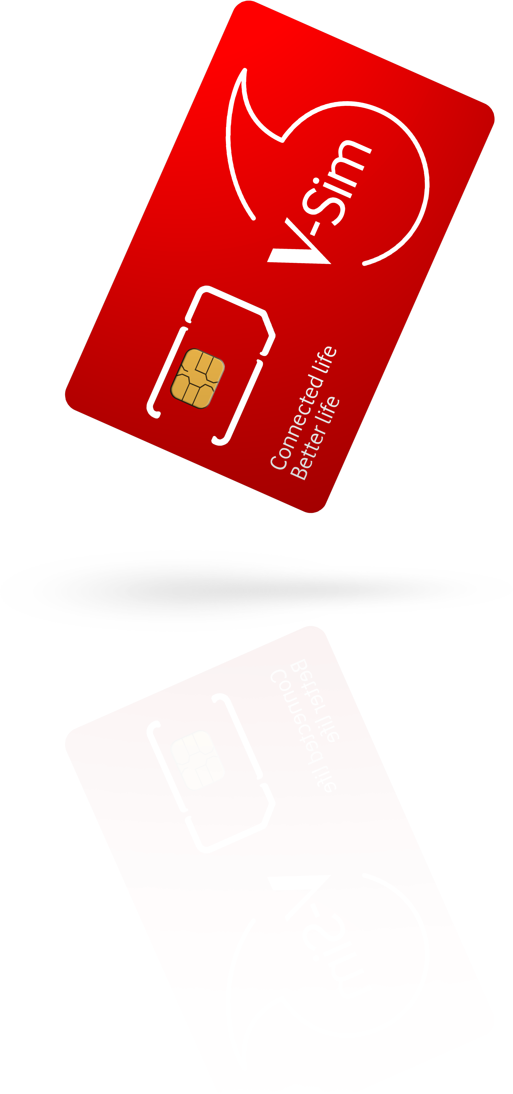 Red SIM Card Package Display With Glossy Reflection PNG Product Photo