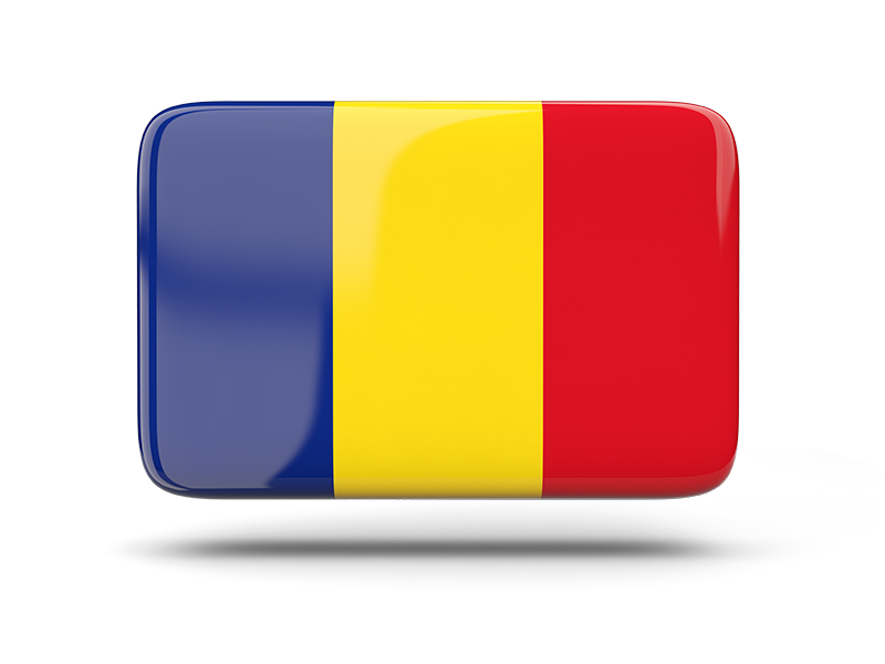 Romania National Flag In Blue Yellow And Red Rounded Rectangle PNG Graphic