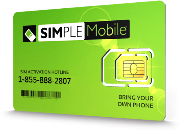 Simple Mobile Prepaid SIM Card Green Retail Package PNG Product Image