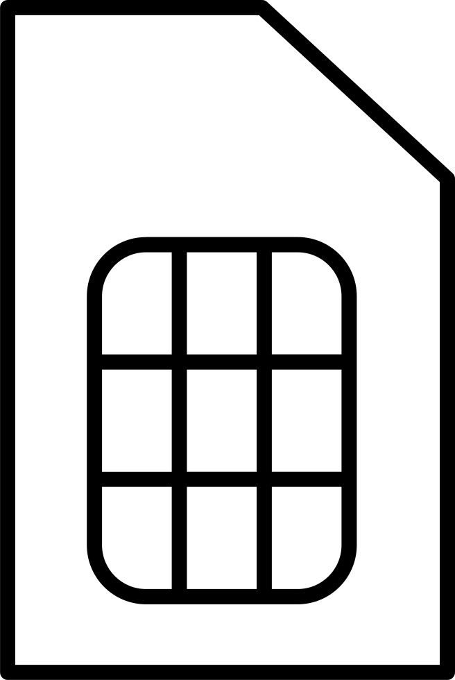 Simple SIM Card Outline With Gold Contact Grid Transparent PNG Icon