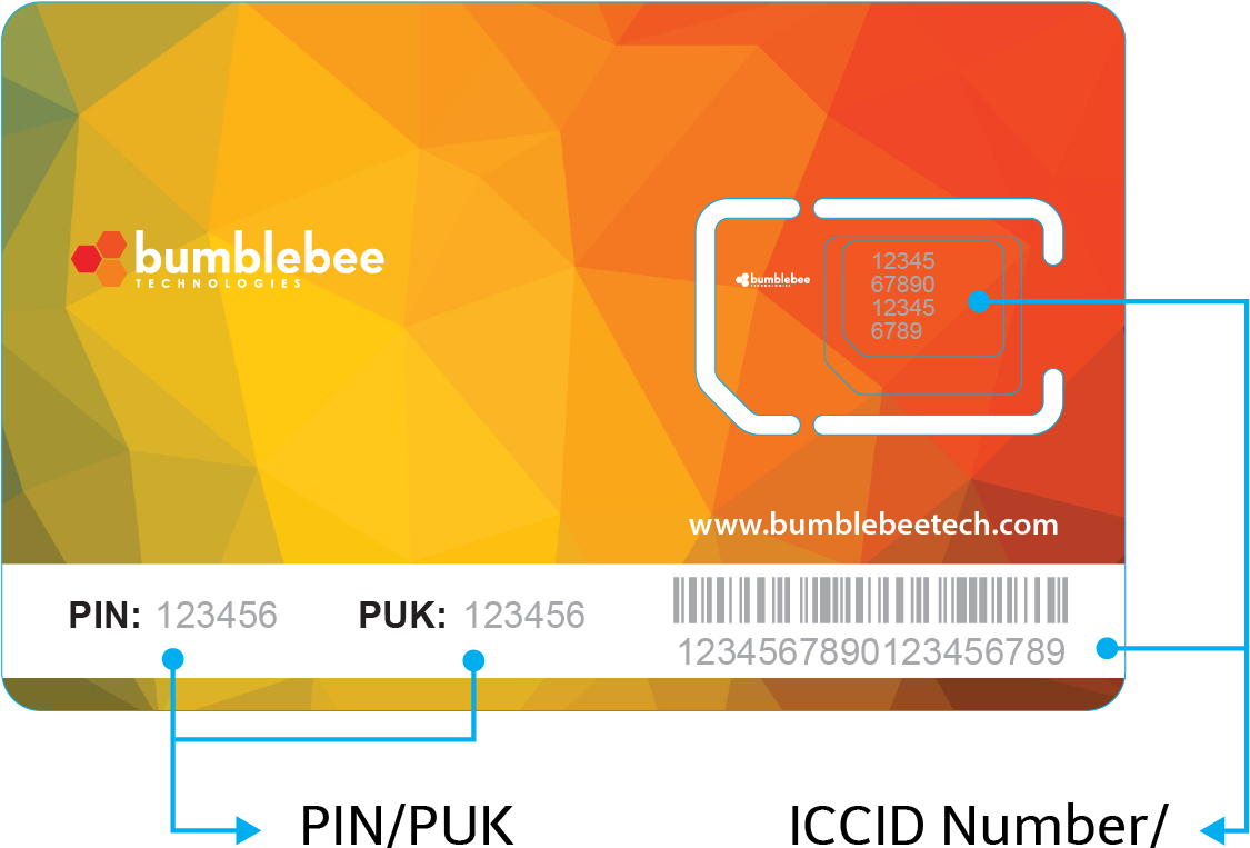 Bumblebee SIM Card Diagram Showing PIN PUK And ICCID Details PNG Infographic