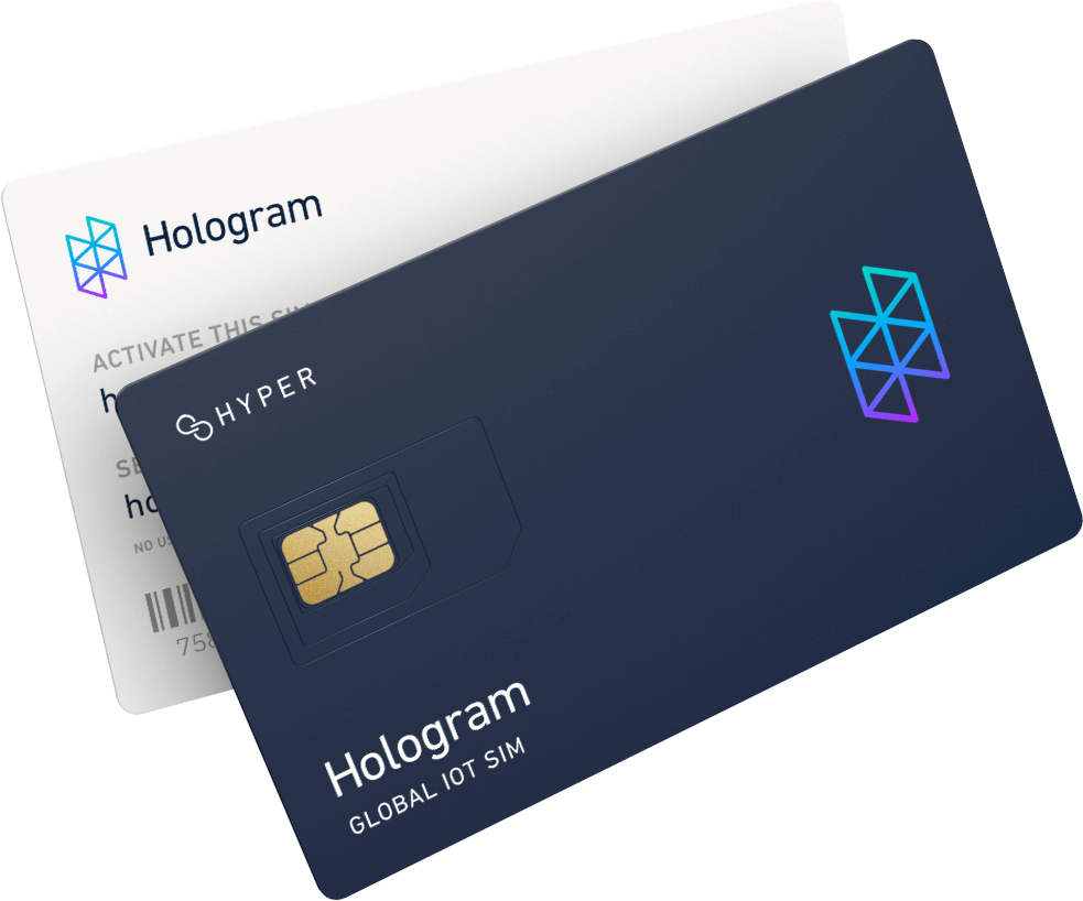 Dark Blue Hologram SIM Card With Geometric Pattern PNG Product Graphic