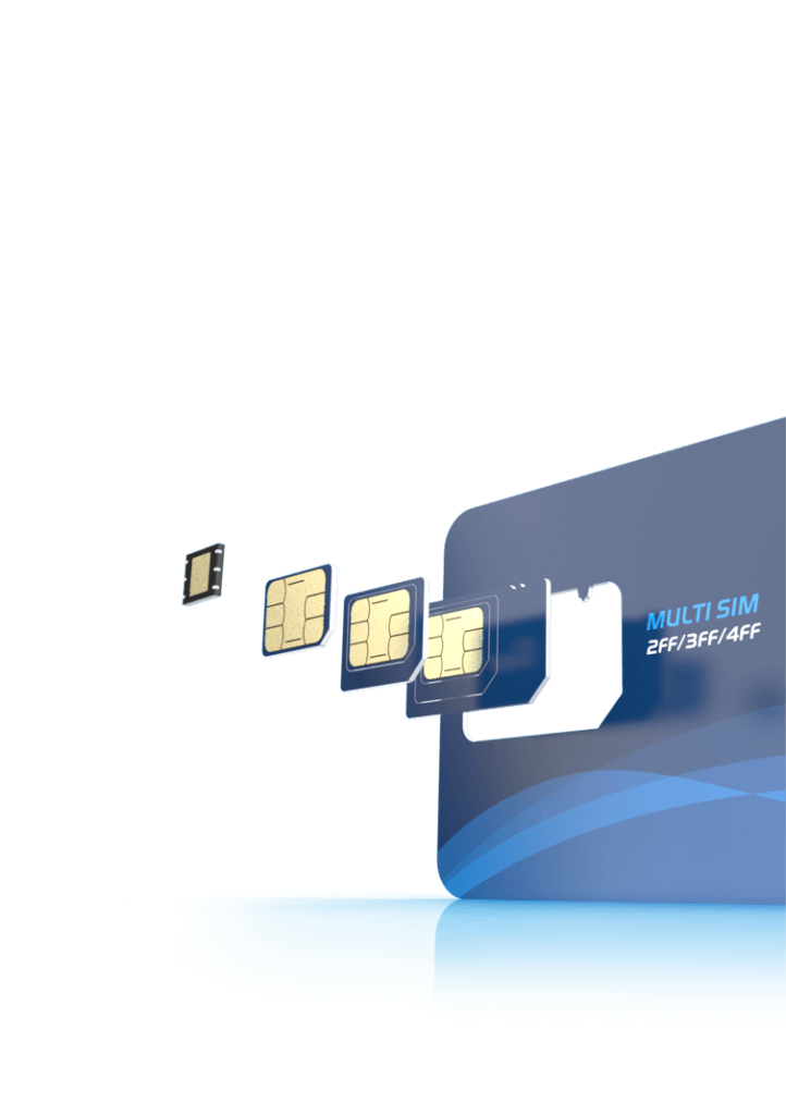 Digital SIM Card Chips Floating In Blue Mobile Network Concept PNG Illustration