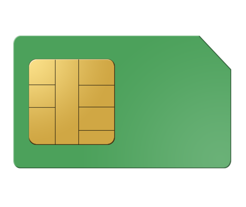 Green Blank SIM Card With Large Gold Contact Chip Transparent PNG Graphic