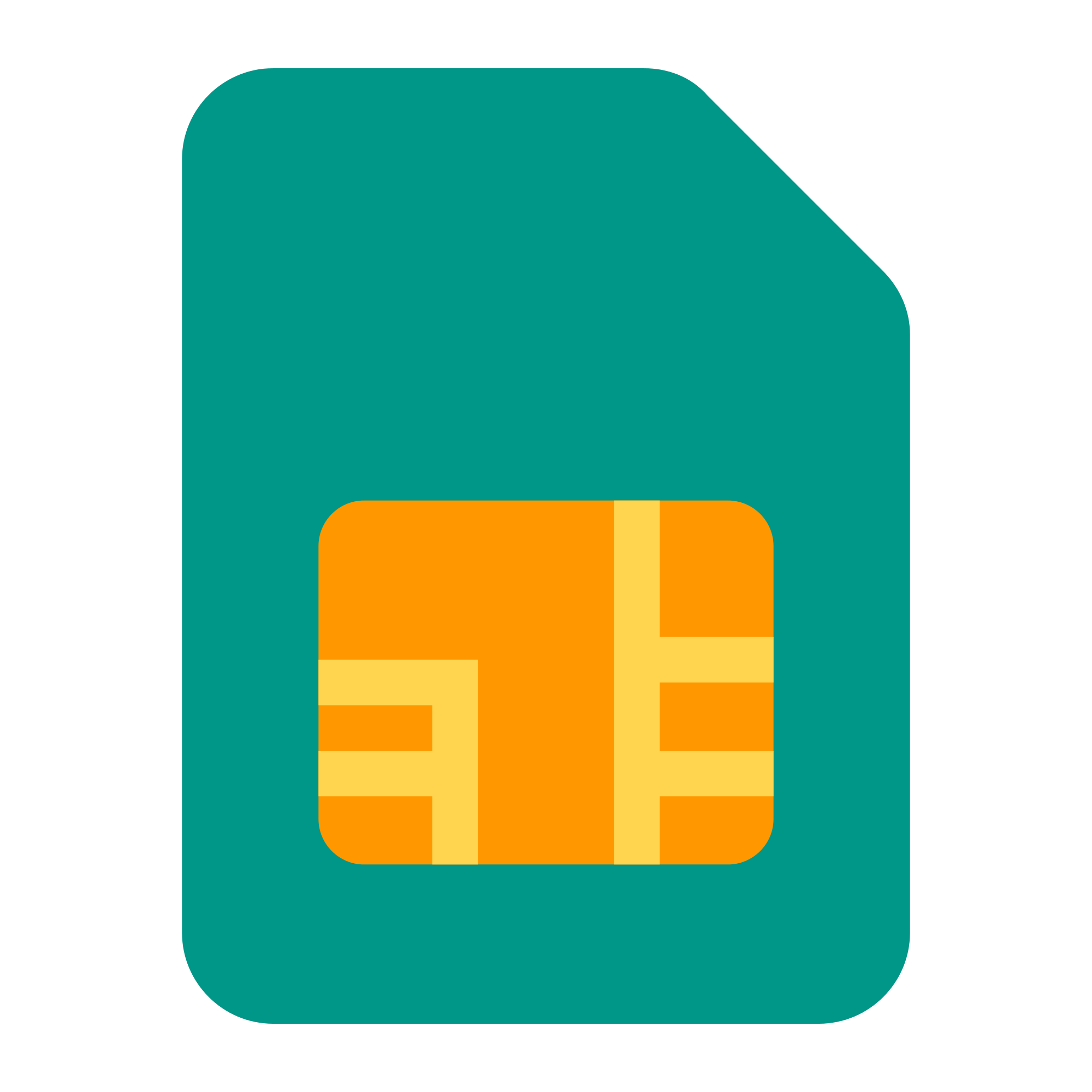 Teal SIM Card App Icon With Orange Contact Chip Transparent PNG Graphic