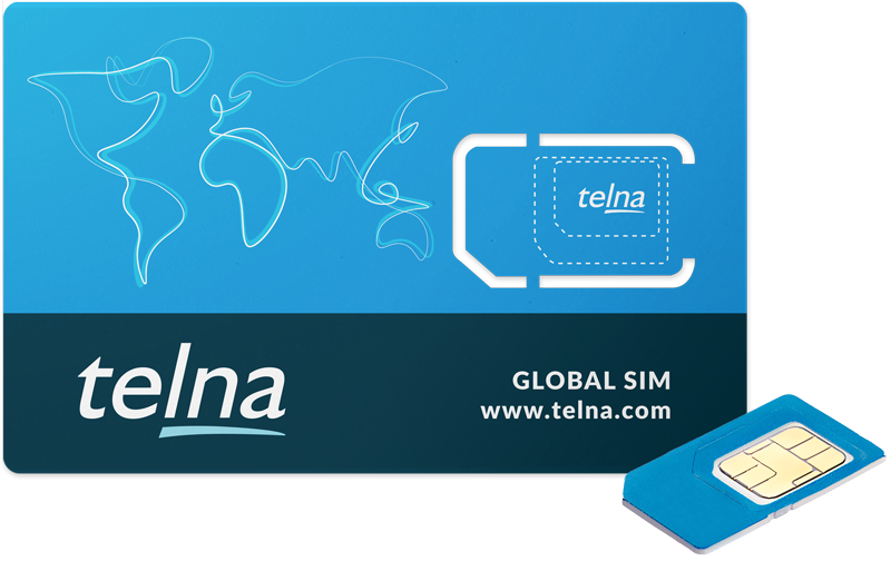 Telna Global Travel SIM Card With World Map Design PNG Graphic