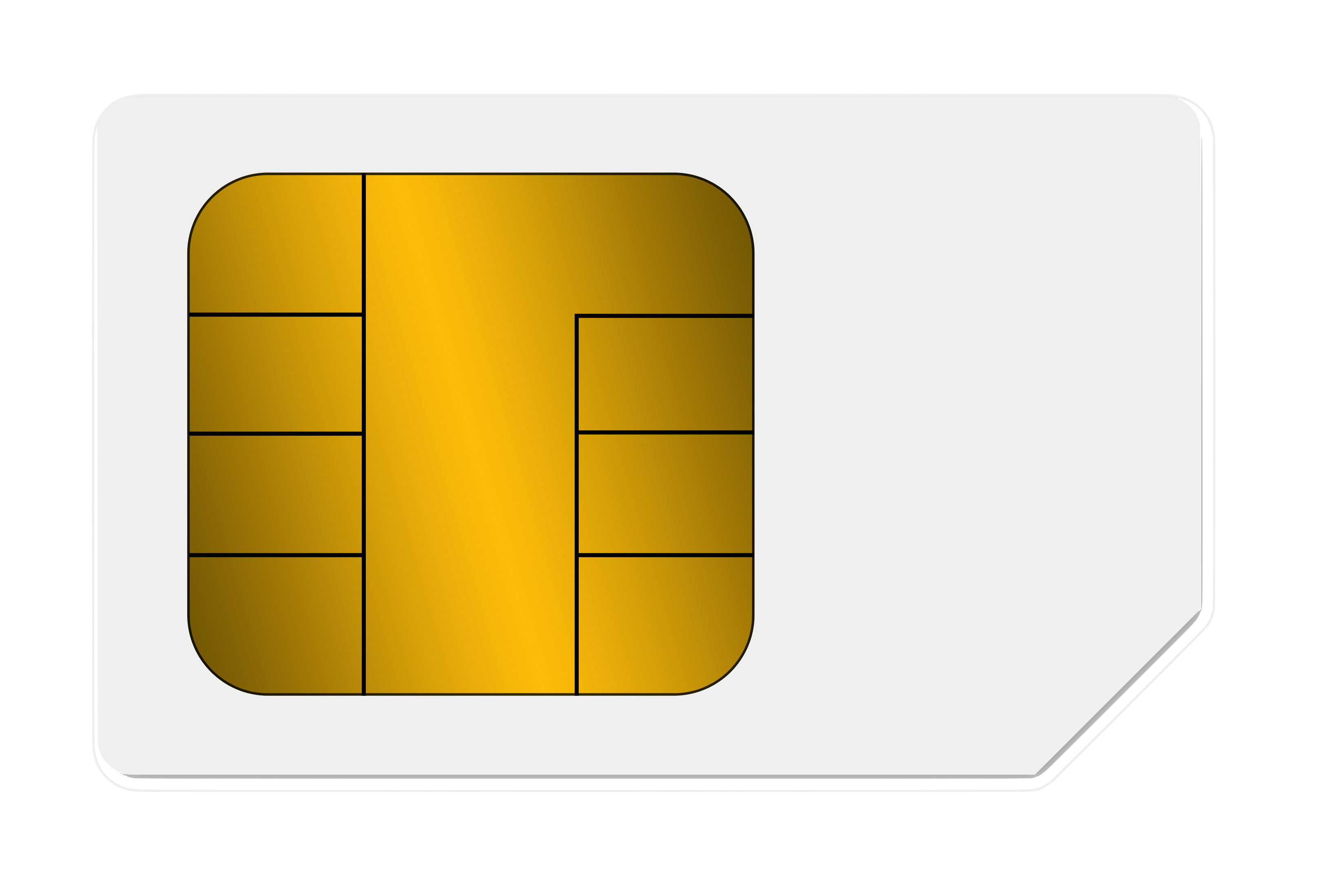 White SIM Card Template With Oversized Gold Contact Chip PNG Mockup