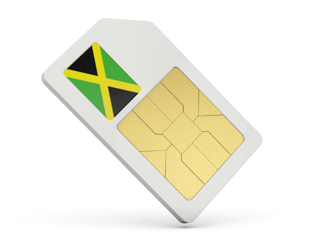 White SIM Card With Jamaican Flag Color Detail And Gold Chip PNG Image