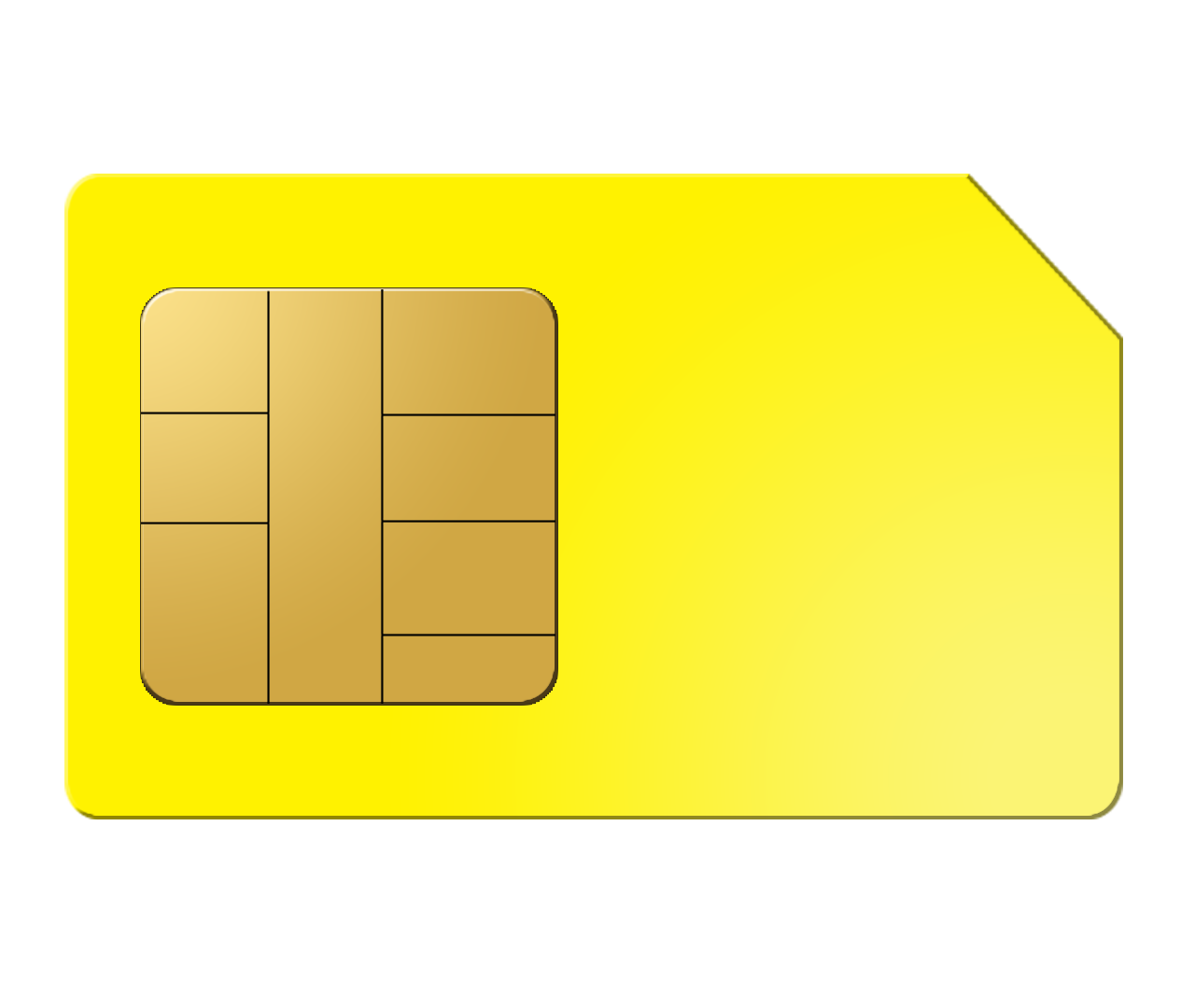 Bright Yellow SIM Card Template With Gold Chip Isolated PNG Image